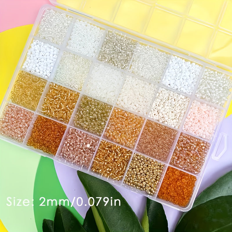 Pack of 15200pcs 2mm White & Champagne Seed Beads for DIY Crafts